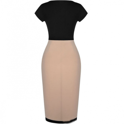 Slim Round Neck Short-sleeved Dress Vg6201mn