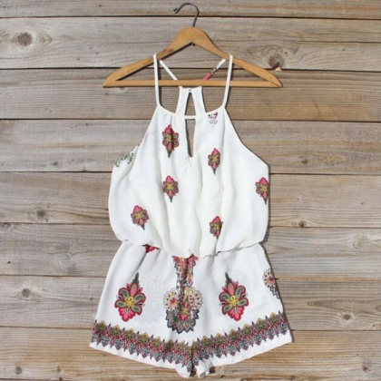 Sleeveless Halter Romper Featuring Keyhole And..