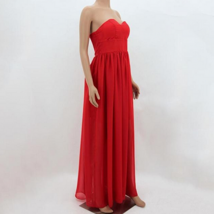 Design Sleeveless Chiffon Red Dress Vg91111mn