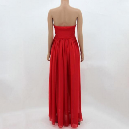 Design Sleeveless Chiffon Red Dress Vg91111mn