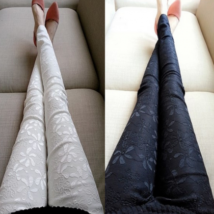 Fashion Lace Elastic Long Pants Vg102803mn
