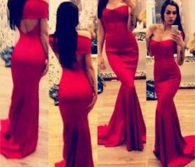 Gorgeous Off Shoulder Red Floor Length Dress VG42412MN on Luulla