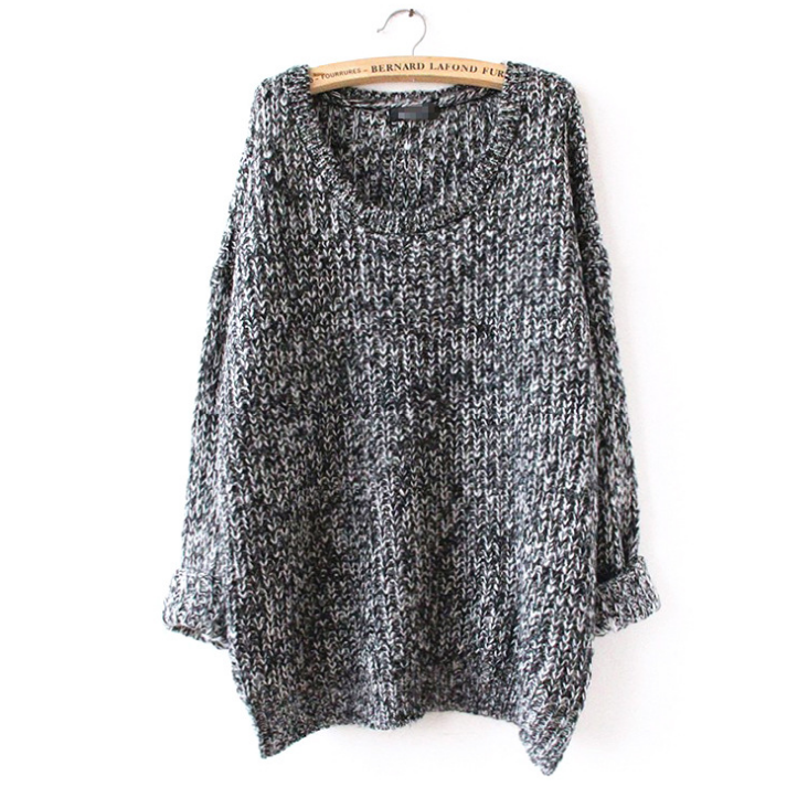 Oversized Knitted Crewneck Casual Pullovers Sweater