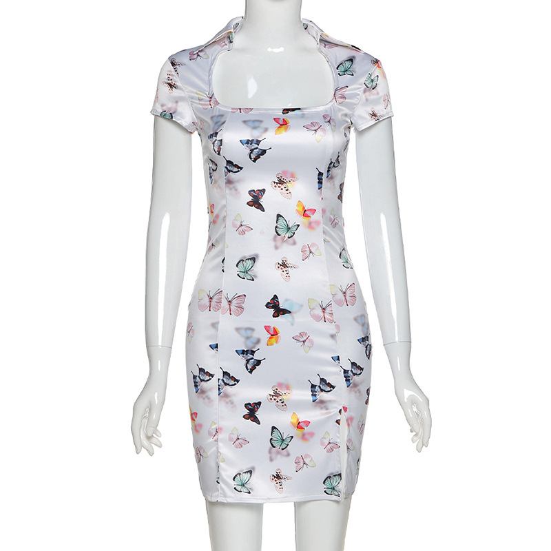 Women's Printed Short-sleeved Fashion Slim Dress