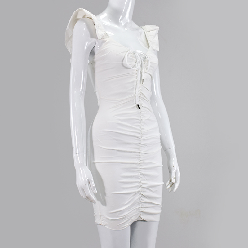 Women's Solid Color V-neck High Waist Dress