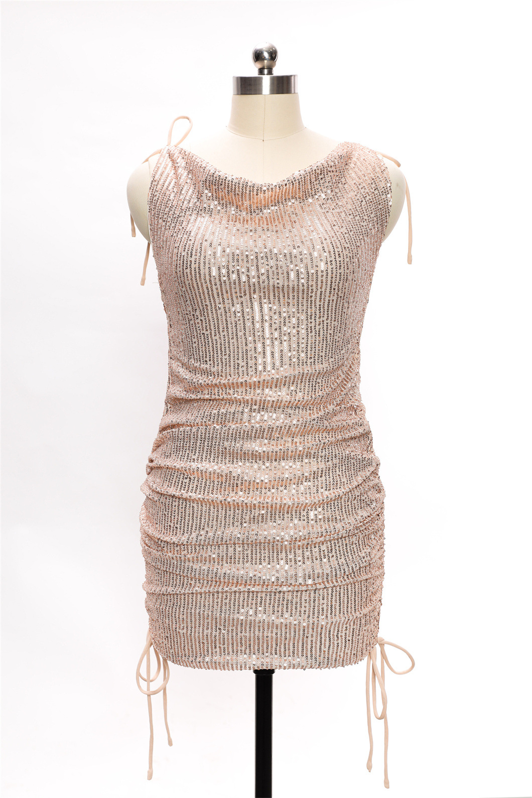 Solid Color Sequins Temperament Sexy Sling Backless Dress