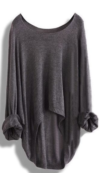 Long-sleeved Knit Shirt Batwing Loose Asymmetric Blouse Sweater