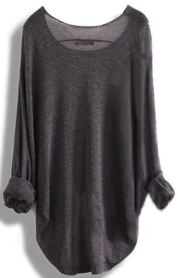 Long-sleeved Knit Shirt Batwing Loose Asymmetric Blouse Sweater on Luulla