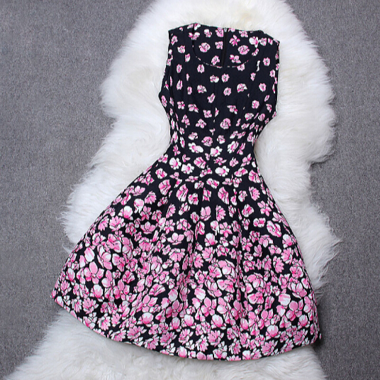 Fashion Printing Stitching Sleeveless Dress Vg11708jh