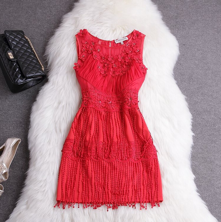Fashion Beaded Silk Sleeveless Dress Vc30503mn