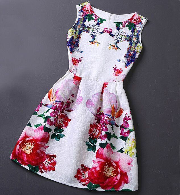 Vintage Jacquard Printed Sleeveless Vest Dress Vc30510mn