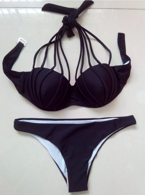 Relleciga womens navy blue push up bikini top twist front underwire