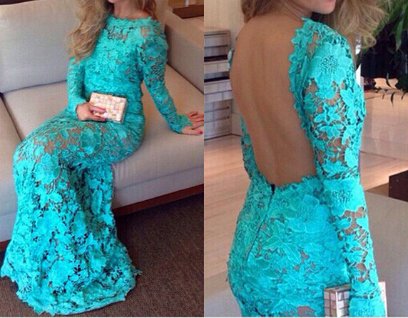 Gorgeous Backless Long Lace Dress Vcb40423mn