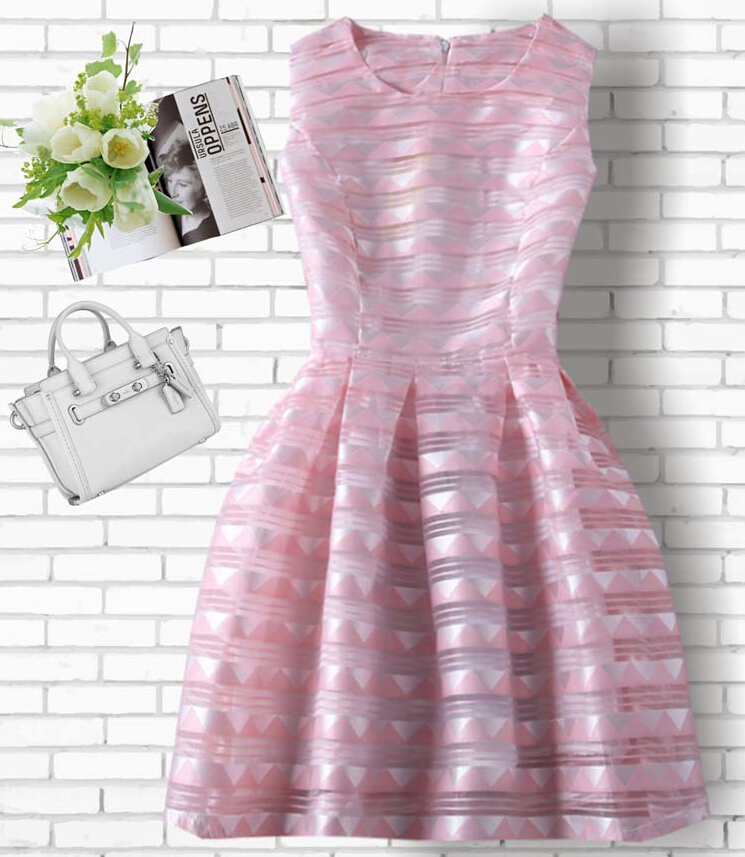 Fashion Printed Organza Sleeveless Vest Dress Vc40909mn