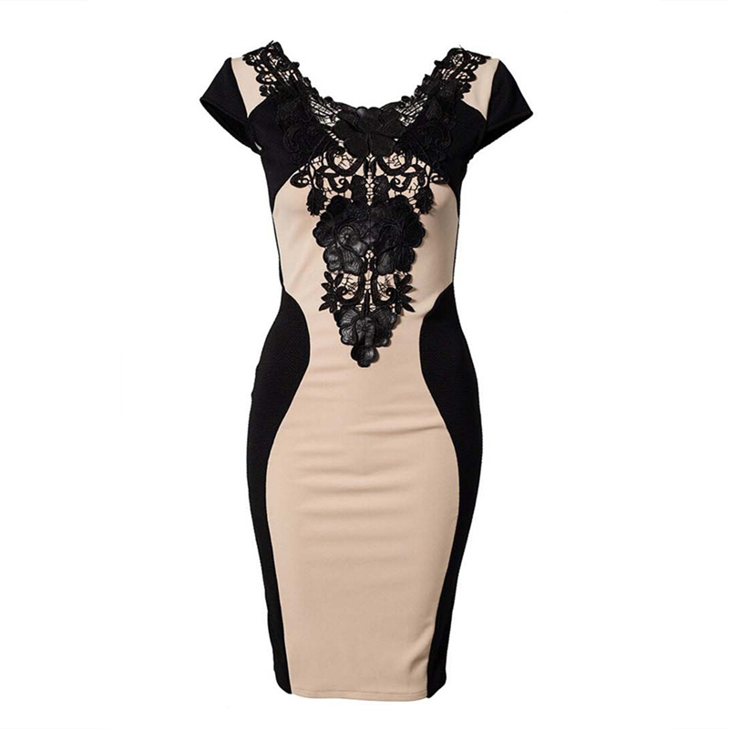Floral Lace Front Bodycon Dress With Scoop Back