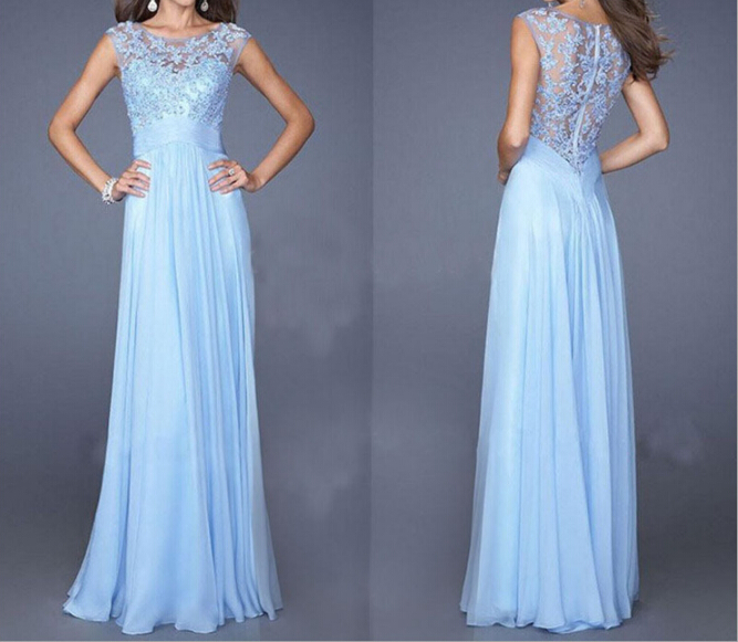Sweetheart Chiffon Long DressES with Zipper Back Mist main image 0
