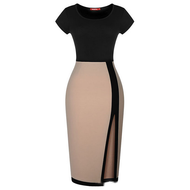 Slim Round Neck Short-sleeved Dress Vg6201mn