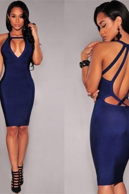! Bandage Sexy Halter Night Club Package Hip Pencil Party Dress