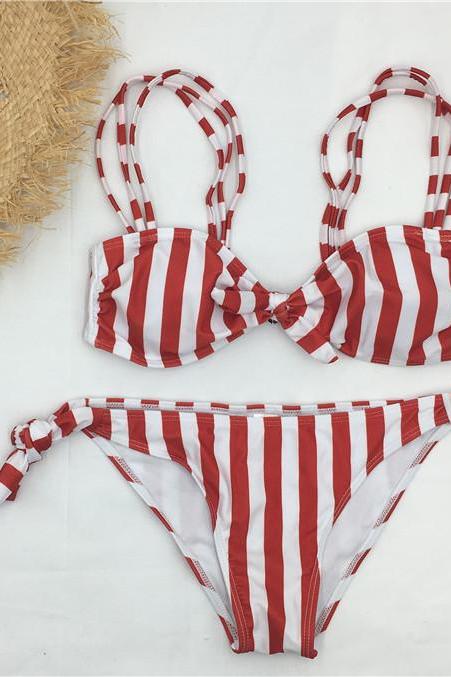 2018 Fashion Sexy Striped Bikini Swimsuit