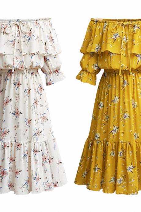 Spring and summer 2018 new large size dress chiffon dress shredded flower chiffon skirt