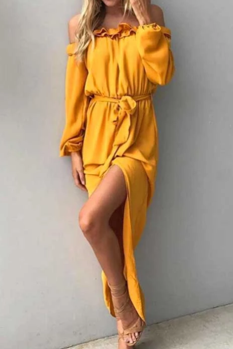 Off The Shoulder Yellow Dress