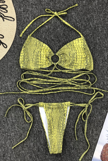 Snake Print Sexy Circle Bikini Swimsuit