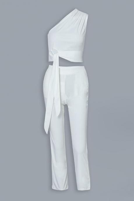 Sexy Vest White Two-piece Set