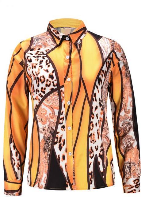 Vintage Leopard Print Long Sleeve Shirt