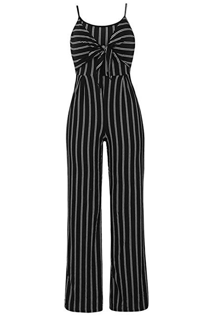 Striped Sling Loose Jumpsuit