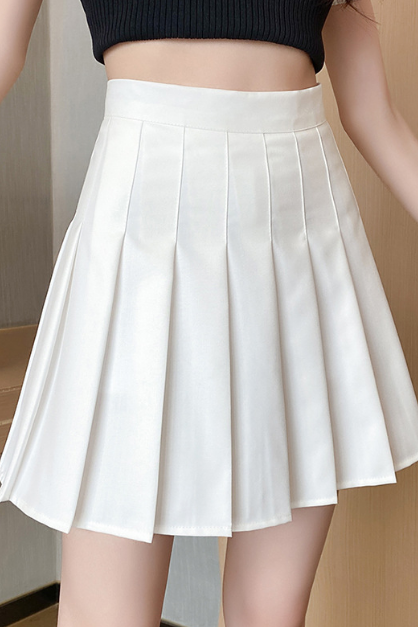 Solid Color Women High Waisted Skirt