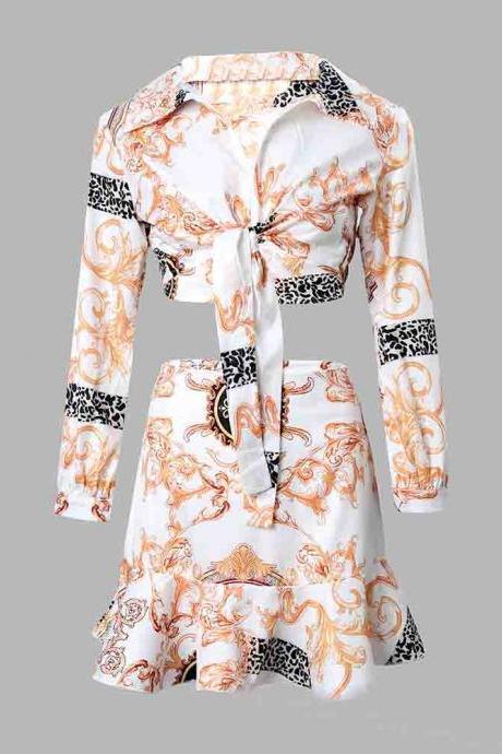 Women's Printed Long Sleeve Two Piece Set