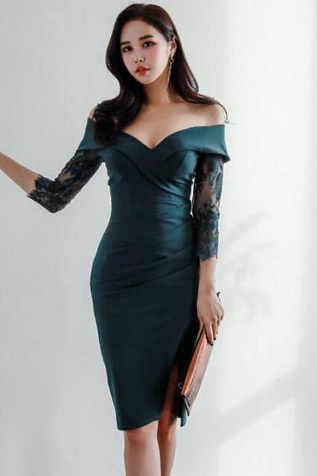 Long Sleeve Lace Party Bodycon Dress