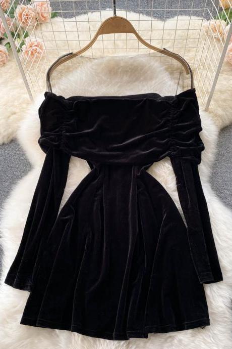 Long Sleeve Black Fashion Dress