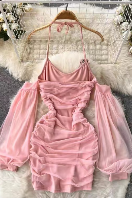 Sweet Pink Off Shoulder Dress