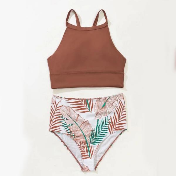 Women's Printed High Waist Bikini Split Swimsuit