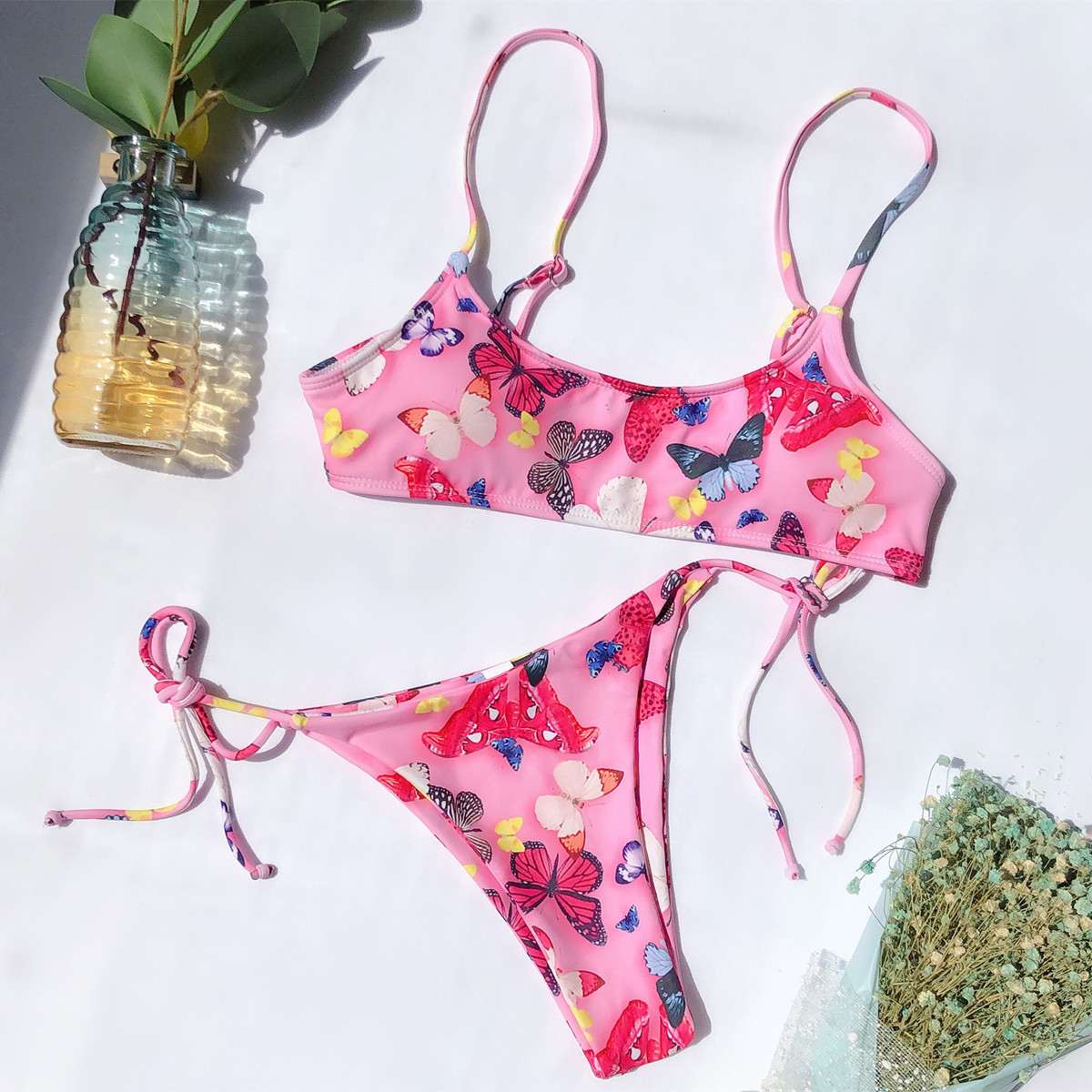 Fashion Butterfly Print Split Bikini Swimsuit on Luulla