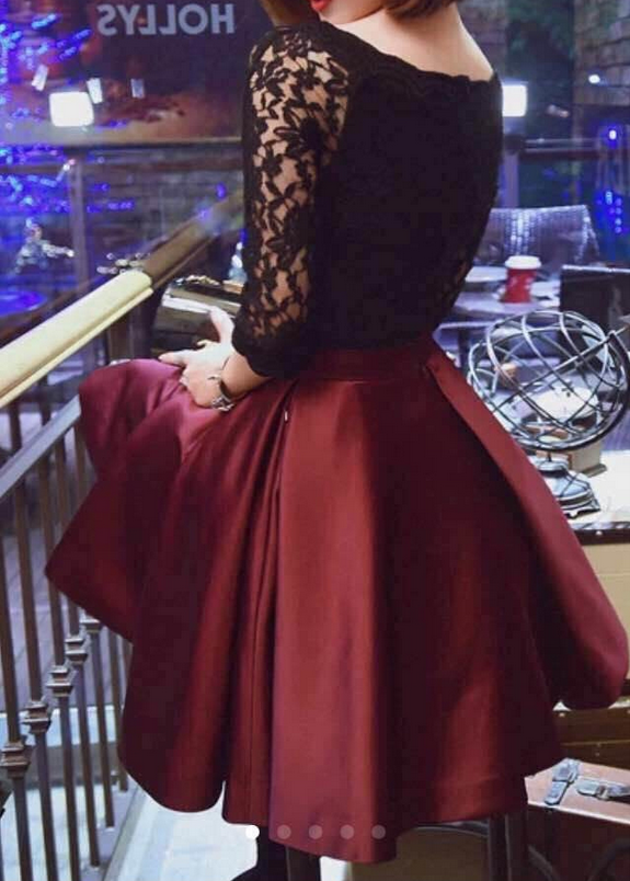 Slim Bow Stitching Lace Dress Vc31208mn on Luulla