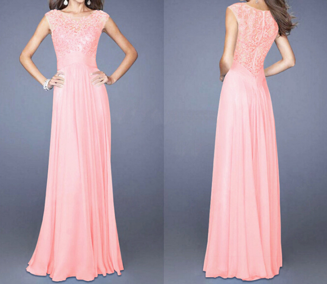 Sweetheart Chiffon Long DressES with Zipper Back Spa main image 1